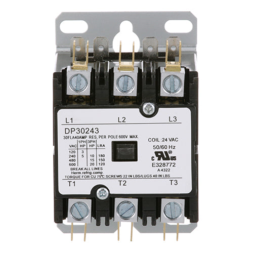 Lang 3 Pole Contactor, 40 Amp, 24V (Part Number: LG2E-30700-06)